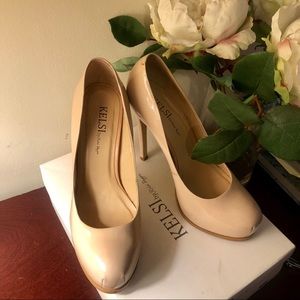 Kelsi Dagger - Platform nude patent pump *like new